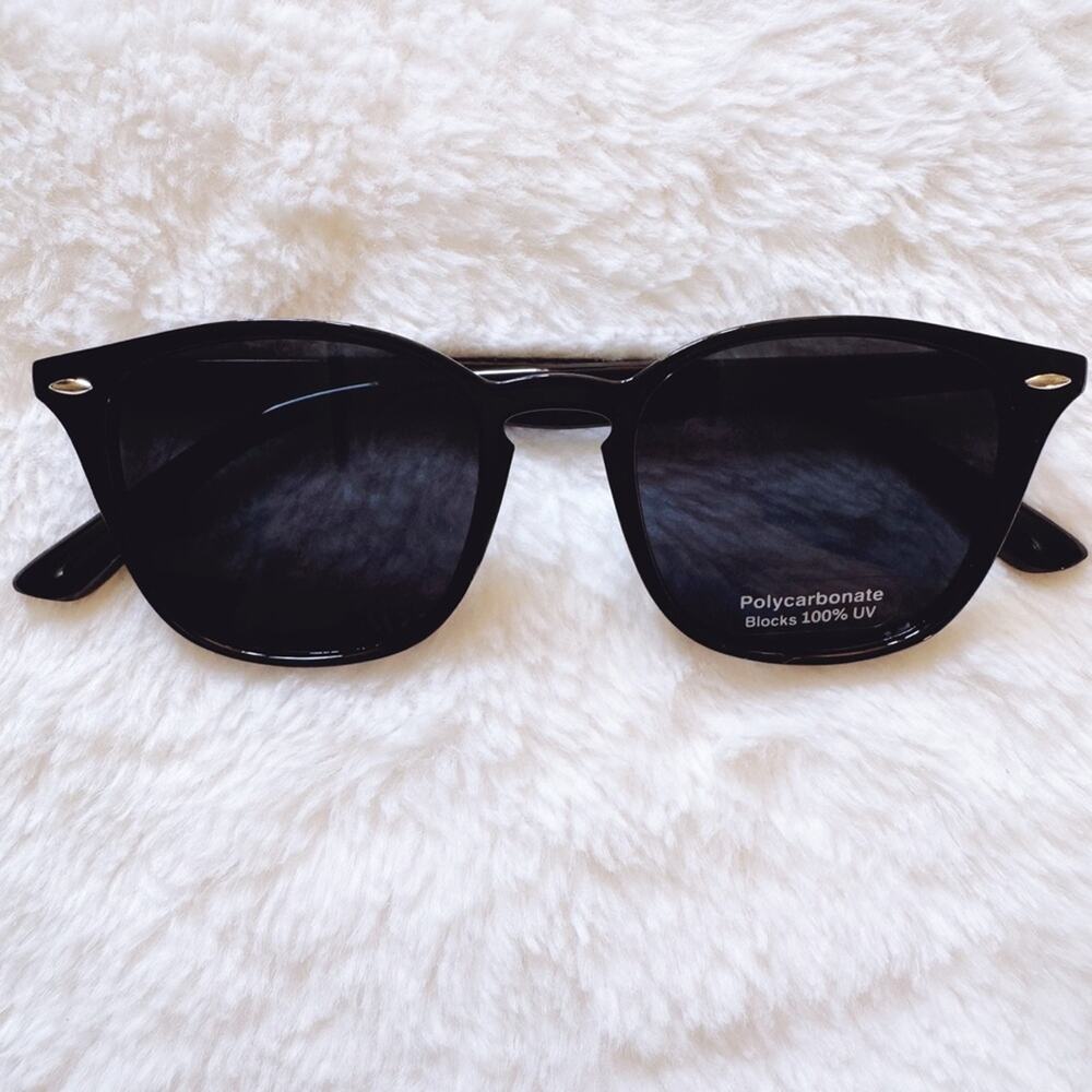 Milo Black W/ Blue Lenses Oversized Oval Horn Rims Sunglasses